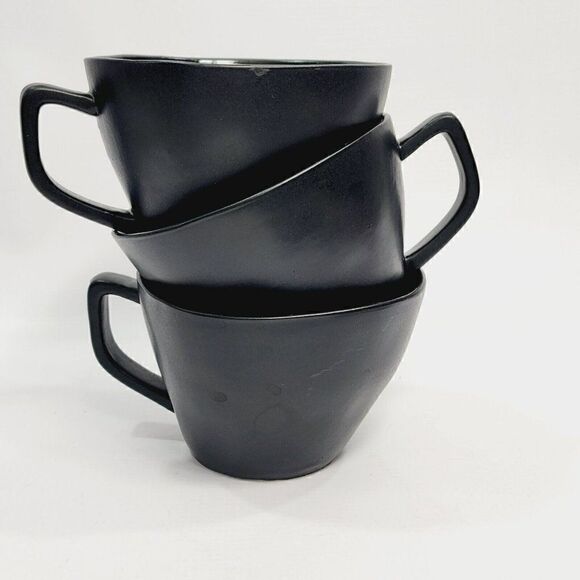 3 - ELITE BY GIBSON Unique Shape Large Black Blue Coffee Cups Mugs - Picture 9 of 10